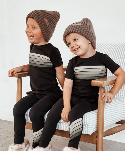 Retro Tan Stripe Two-Piece Set