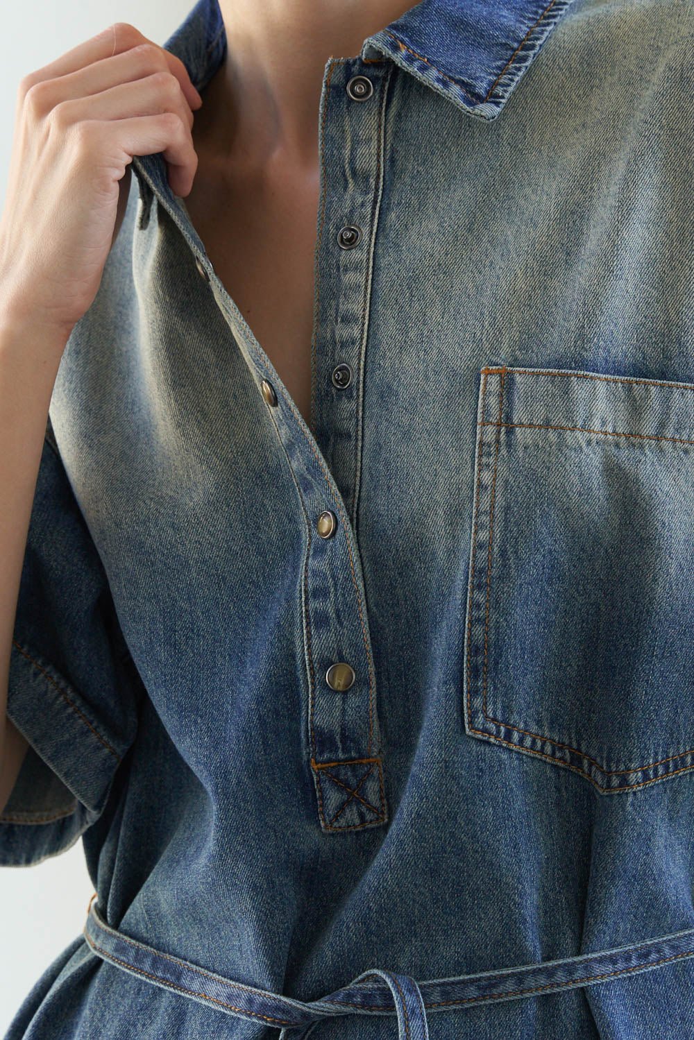 ROMANCE LANGUAGE DENIM MINI DRESS - Mack & Harvie
