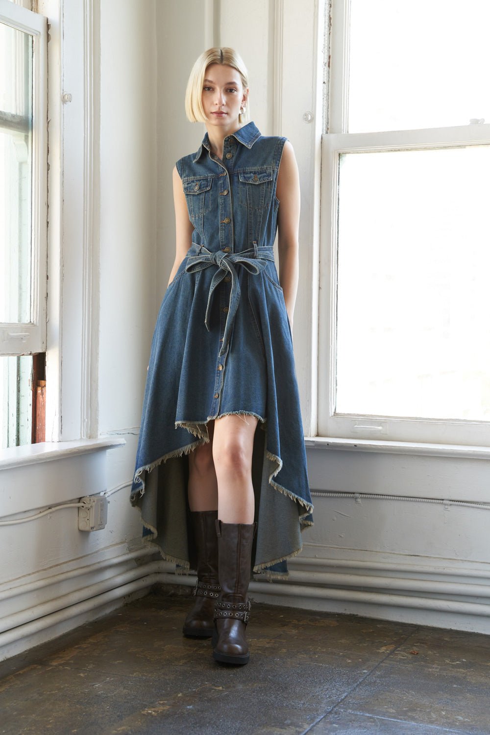 ROMANTIC ANGEL DENIM MIDI DRESS - Mack & Harvie