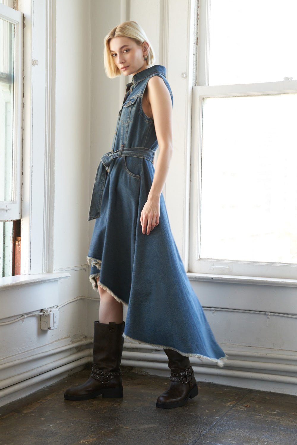 ROMANTIC ANGEL DENIM MIDI DRESS - Mack & Harvie