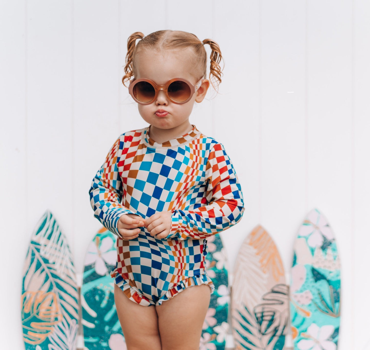 RUFFLE RASH GUARD- Groovy Check - Mack & Harvie