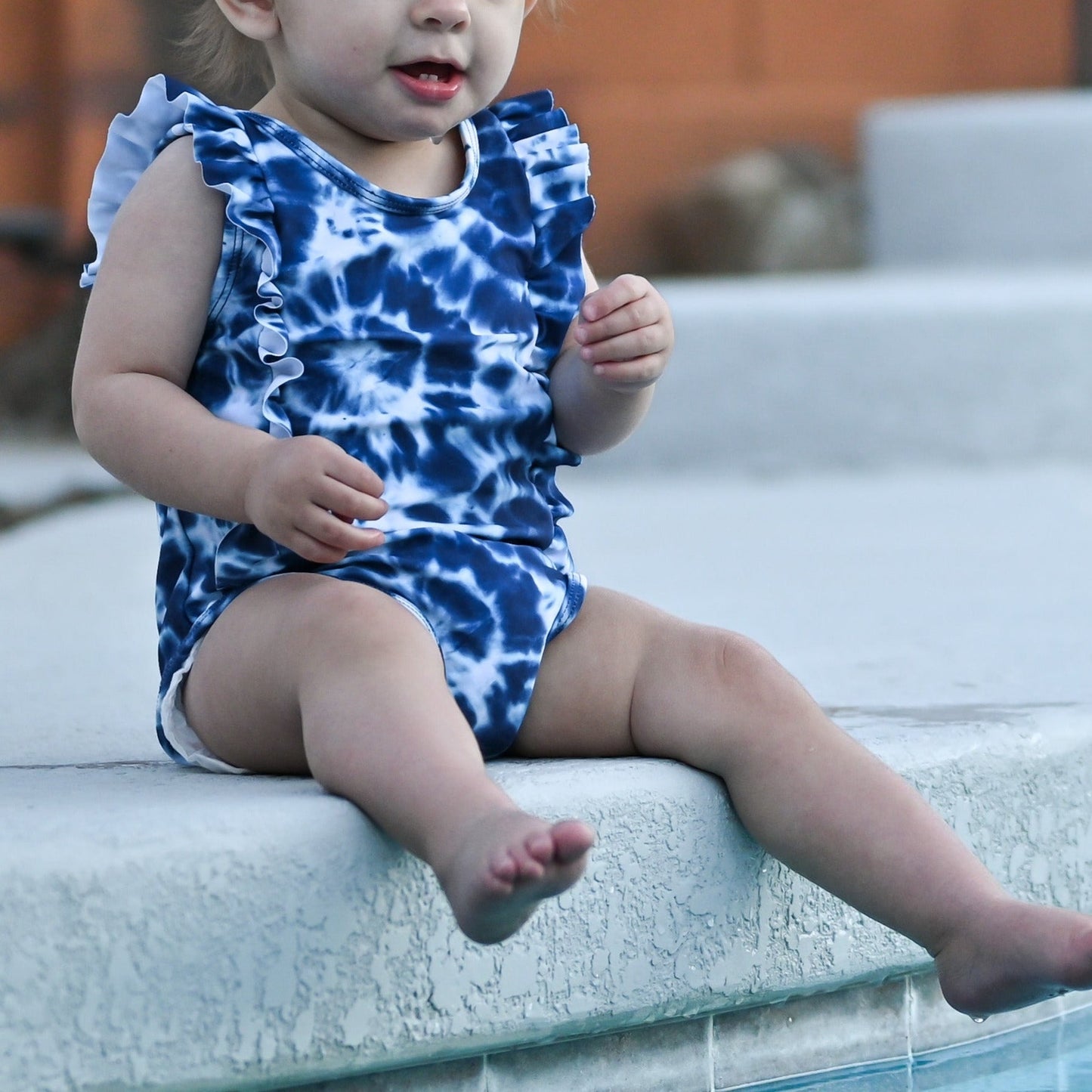 RUFFLE SWIMSUIT- Blue Tie Dye - Mack & Harvie