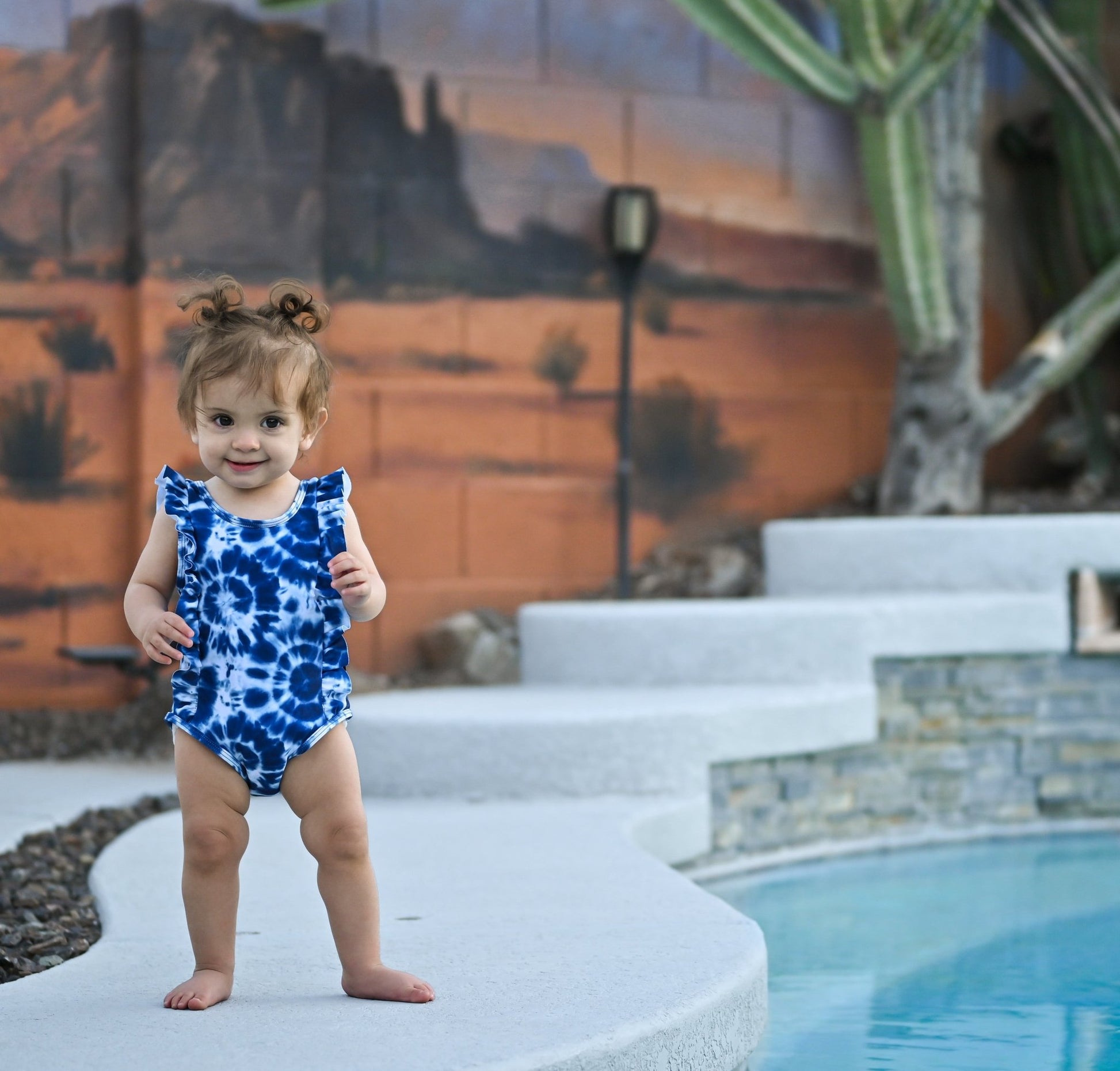 RUFFLE SWIMSUIT- Blue Tie Dye - Mack & Harvie