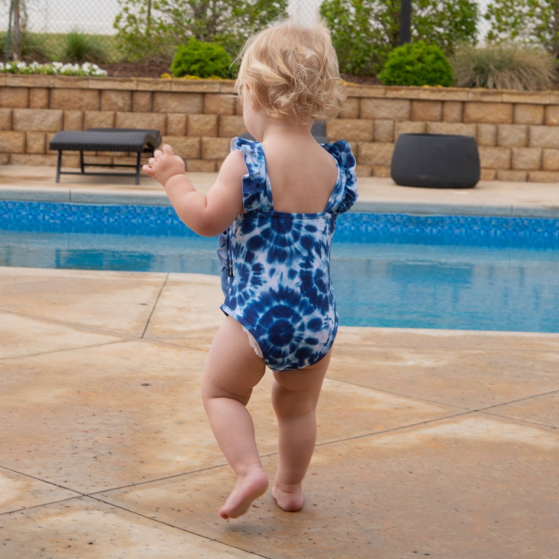RUFFLE SWIMSUIT- Blue Tie Dye - Mack & Harvie