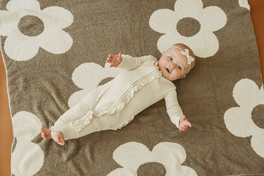 Ruffle Zipper One Piece - Cream - Mack & Harvie