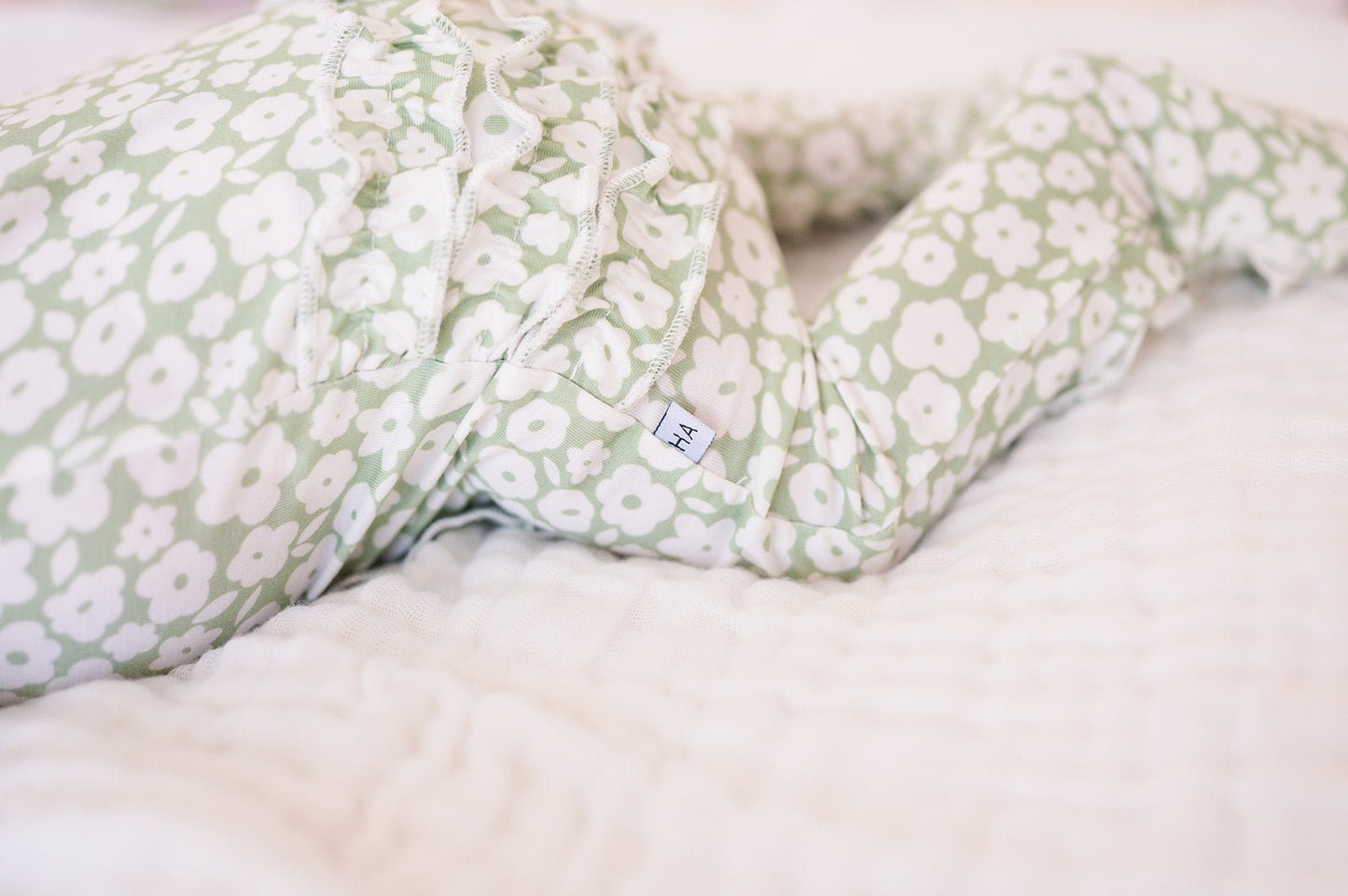 Ruffle Zipper One Piece - Sage Ditsy Floral - Mack & Harvie