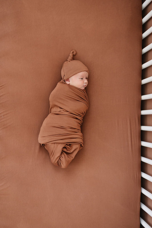 Rust Bamboo Stretch Crib Sheet - Mack & Harvie