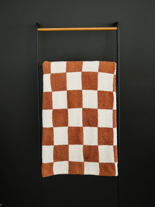 Rust Checkered Plush Blanket - Mack & Harvie