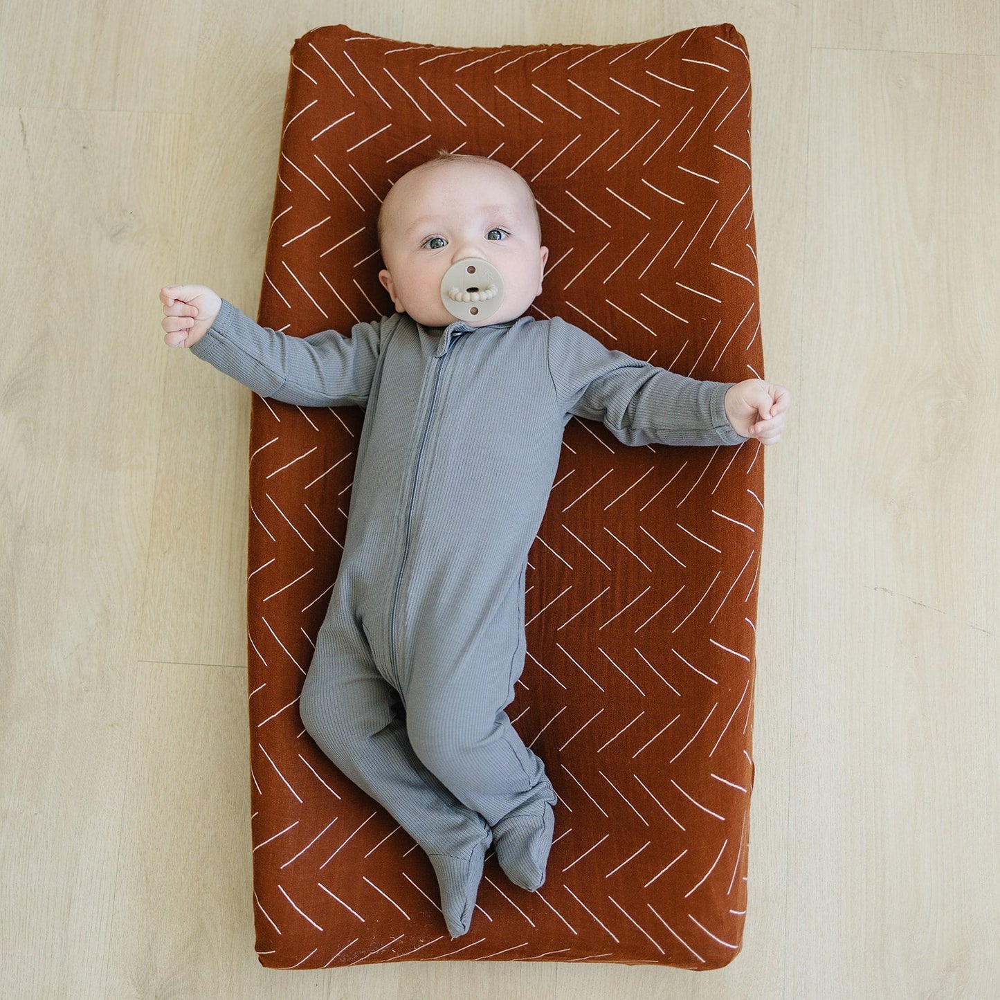 Rust Mudcloth Muslin Changing Pad Cover - Mack & Harvie