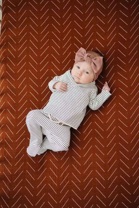Rust Mudcloth Muslin Crib Sheet - Mack & Harvie