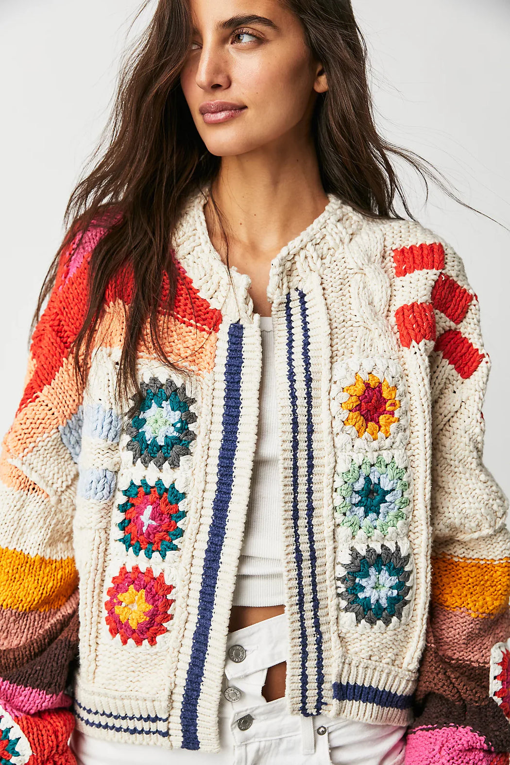 Square Checked Multi Pattern Cardigan