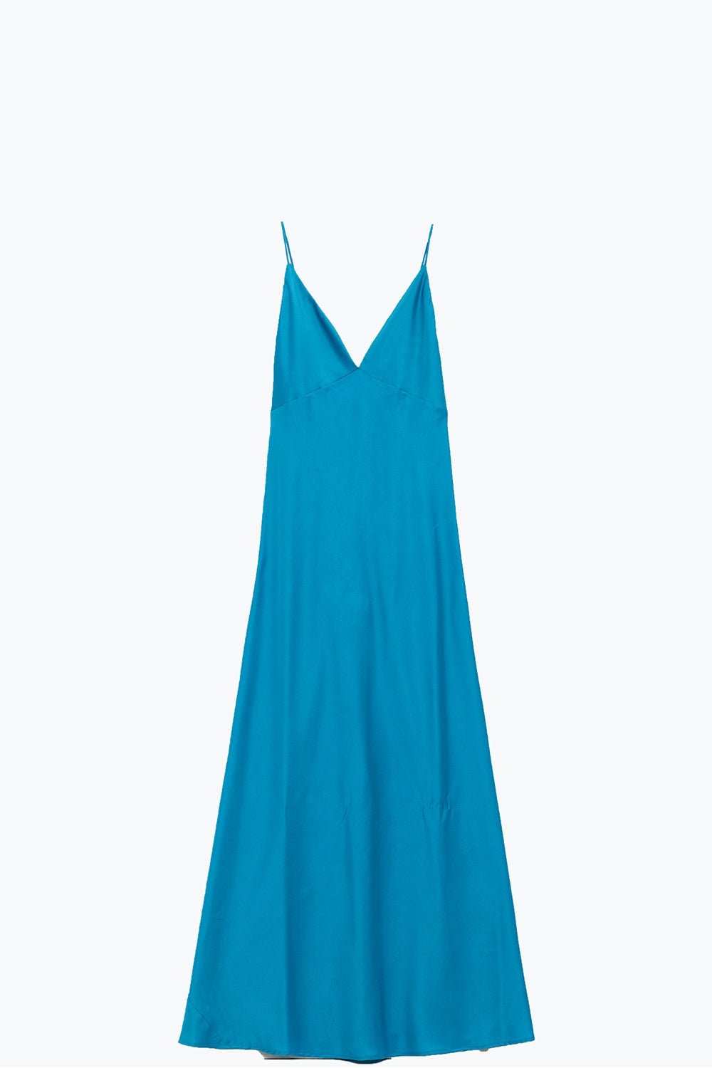 Satin Maxi Dress With Spaghetti Straps in Blue - Mack & Harvie
