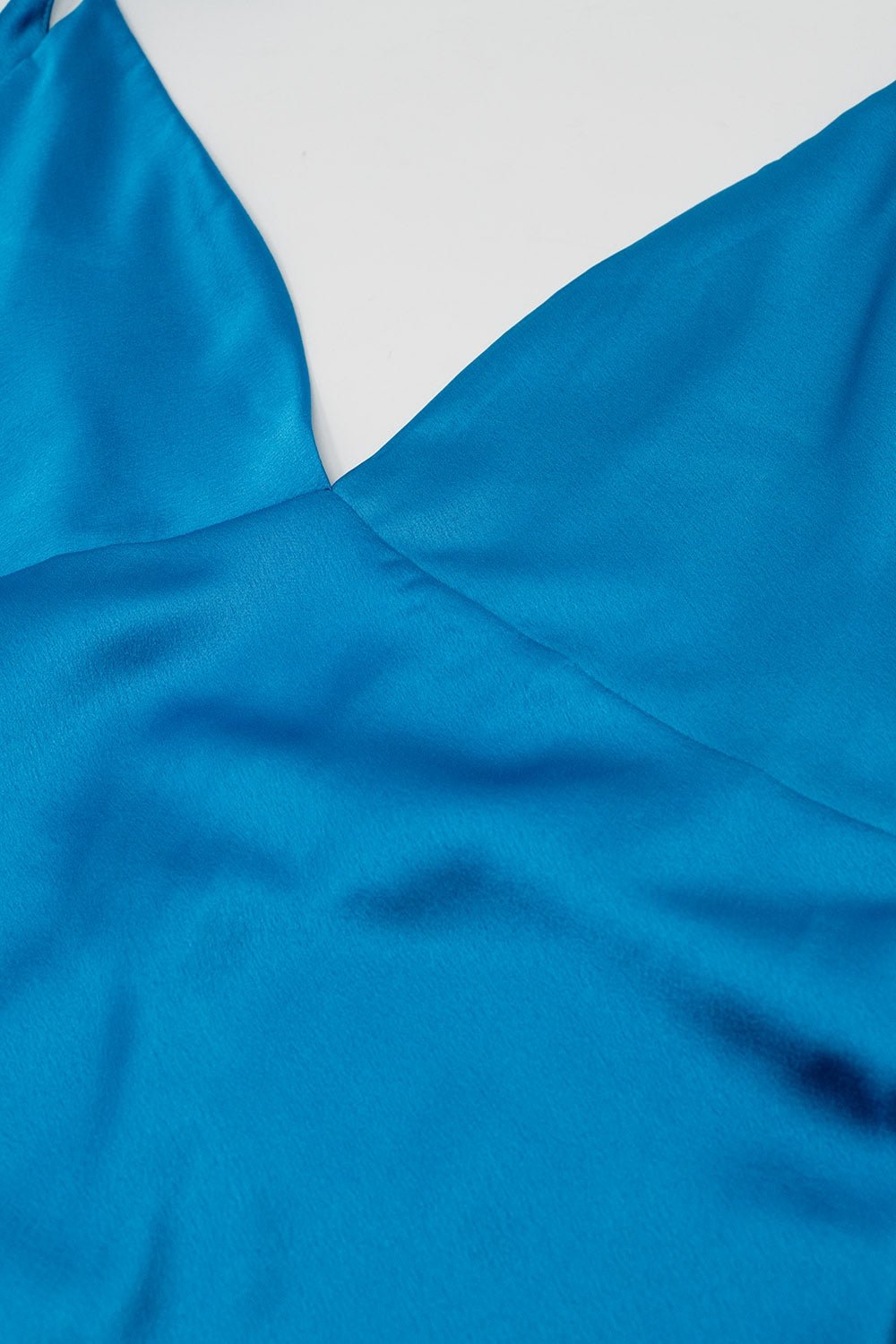 Satin Maxi Dress With Spaghetti Straps in Blue - Mack & Harvie