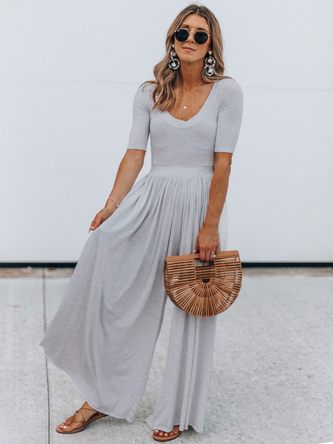 Scoop Neck Short Sleeve Jumpsuit - Mack & Harvie