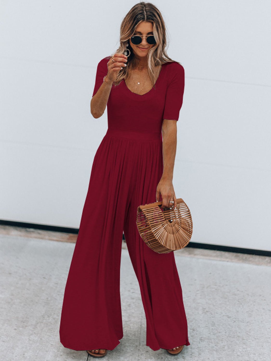 Scoop Neck Short Sleeve Jumpsuit - Mack & Harvie