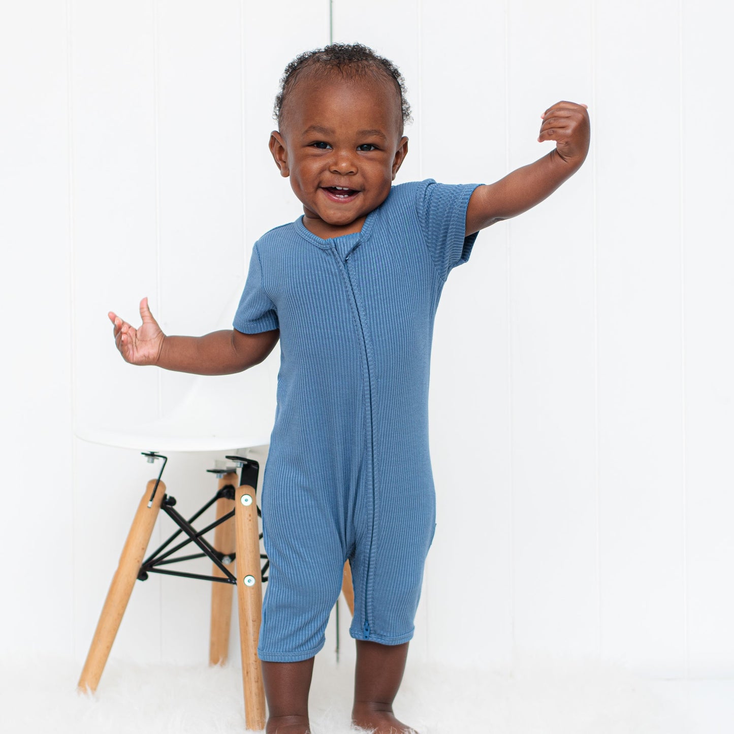 SHORTIE ZIP ROMPER - Arctic Ribbed - Mack & Harvie