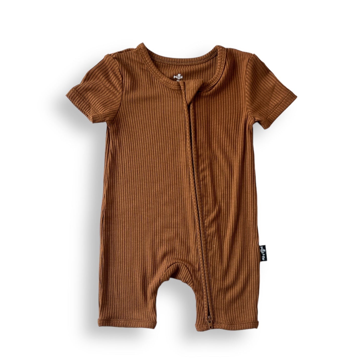SHORTIE ZIP ROMPER - Bark Ribbed - Mack & Harvie