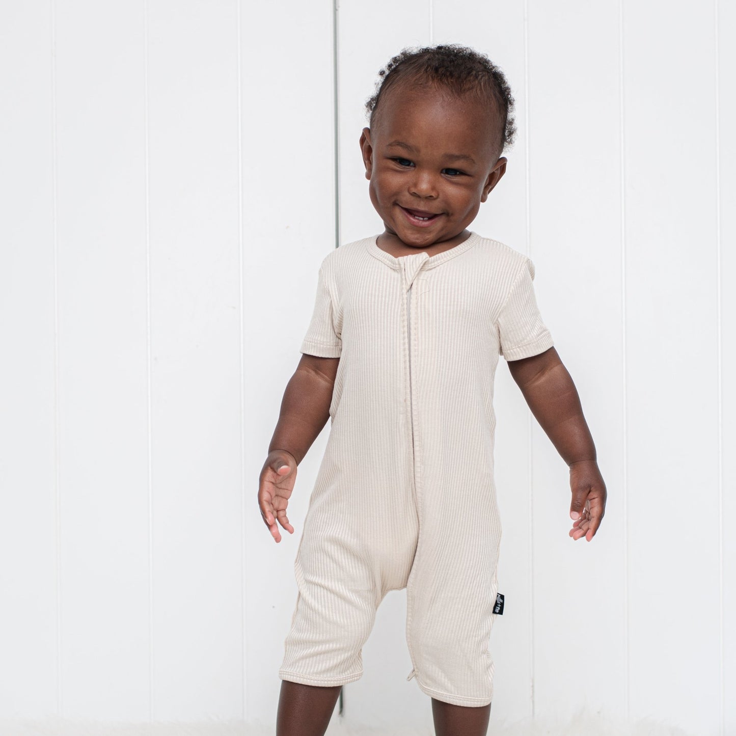 SHORTIE ZIP ROMPER - Clay Ribbed - Mack & Harvie