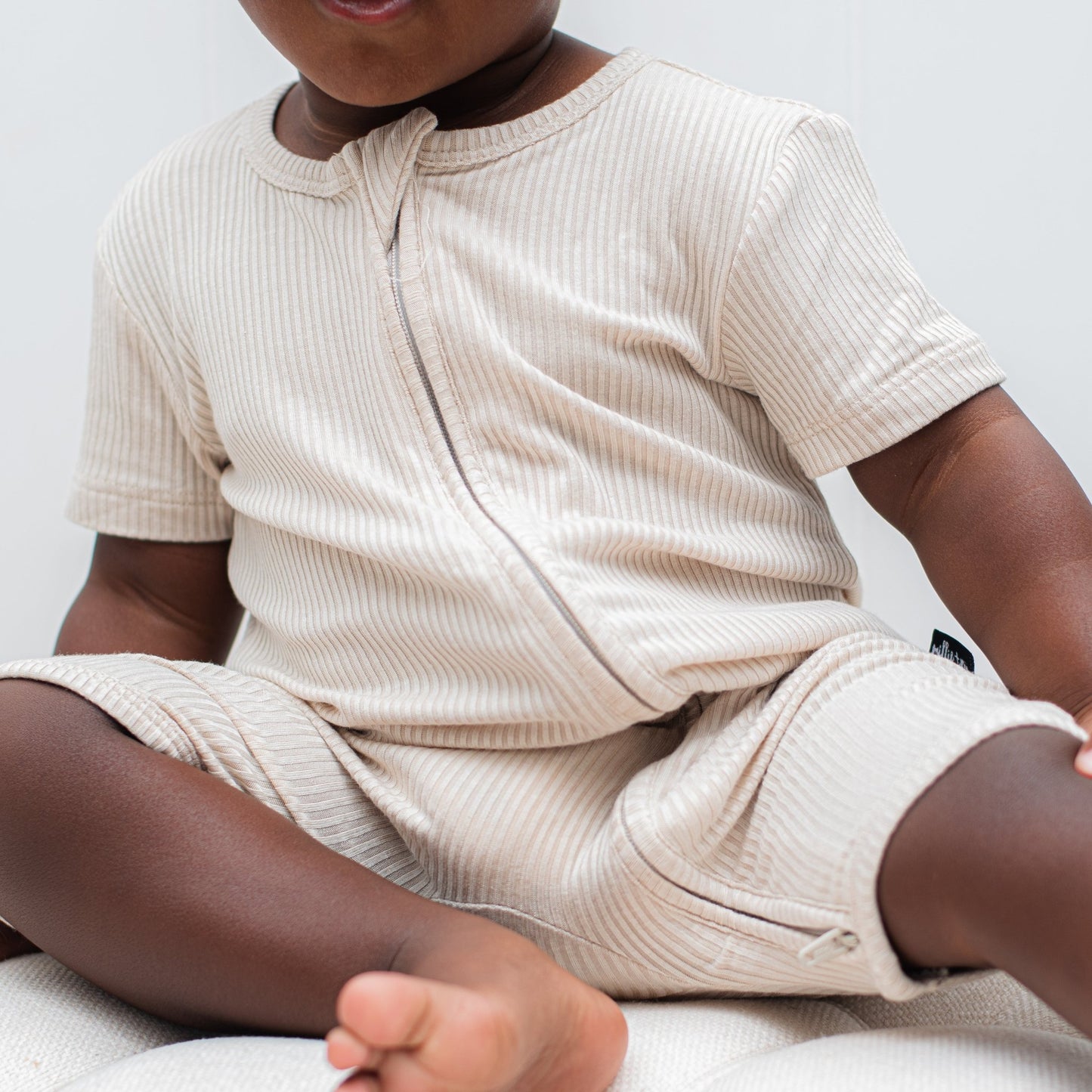 SHORTIE ZIP ROMPER - Clay Ribbed - Mack & Harvie