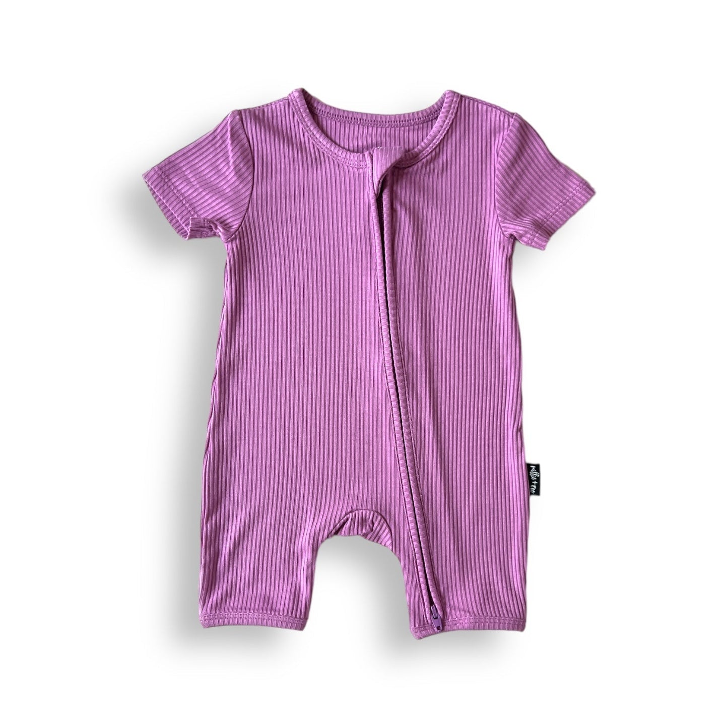 SHORTIE ZIP ROMPER - Lilac Ribbed - Mack & Harvie