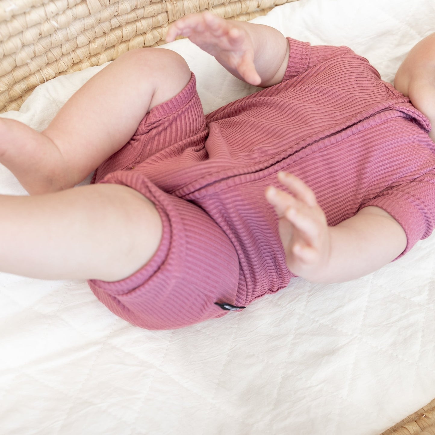 SHORTIE ZIP ROMPER - Mauve Ribbed - Mack & Harvie