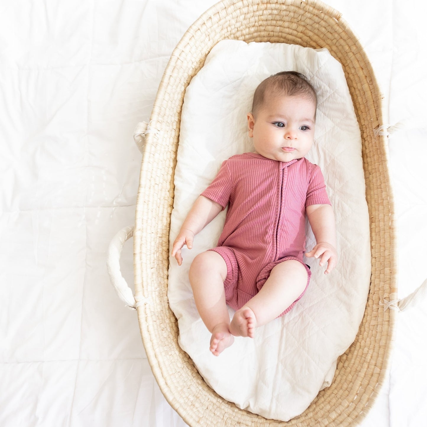 SHORTIE ZIP ROMPER - Mauve Ribbed - Mack & Harvie
