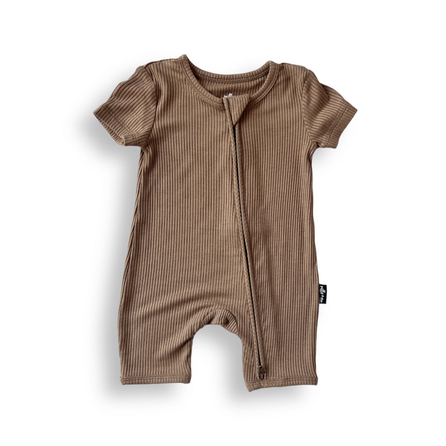 SHORTIE ZIP ROMPER - Mocha Ribbed - Mack & Harvie
