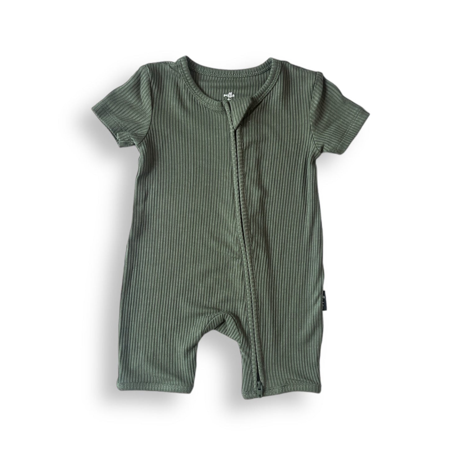 SHORTIE ZIP ROMPER - Moss Ribbed - Mack & Harvie