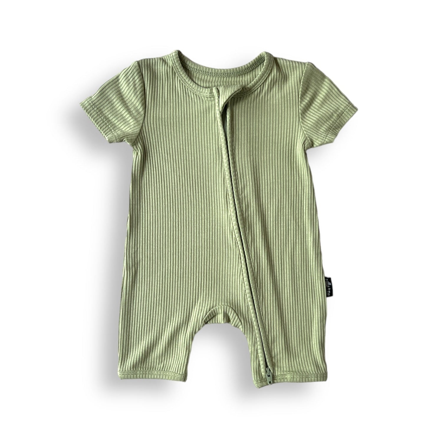 SHORTIE ZIP ROMPER - Pistachio Ribbed - Mack & Harvie
