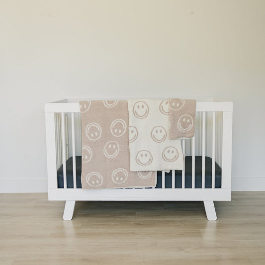 Smiley Taupe Plush Blanket - Mack & Harvie