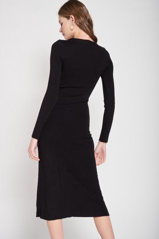 SQUARE NECK MIDI DRESS WITH SLIT - Mack & Harvie