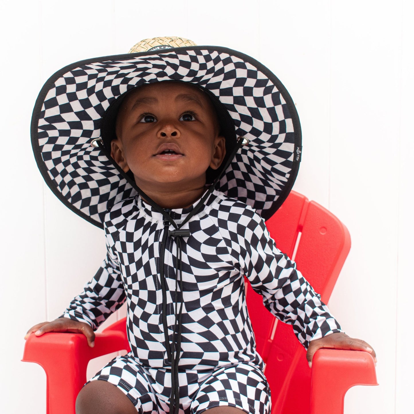 Straw Hat - Black Dizzy Check - Mack & Harvie