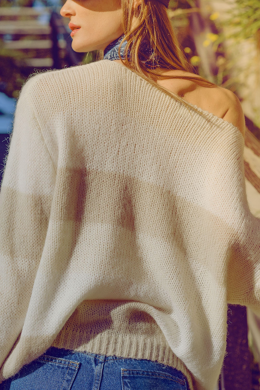 Striped Boat Sweater in Beige