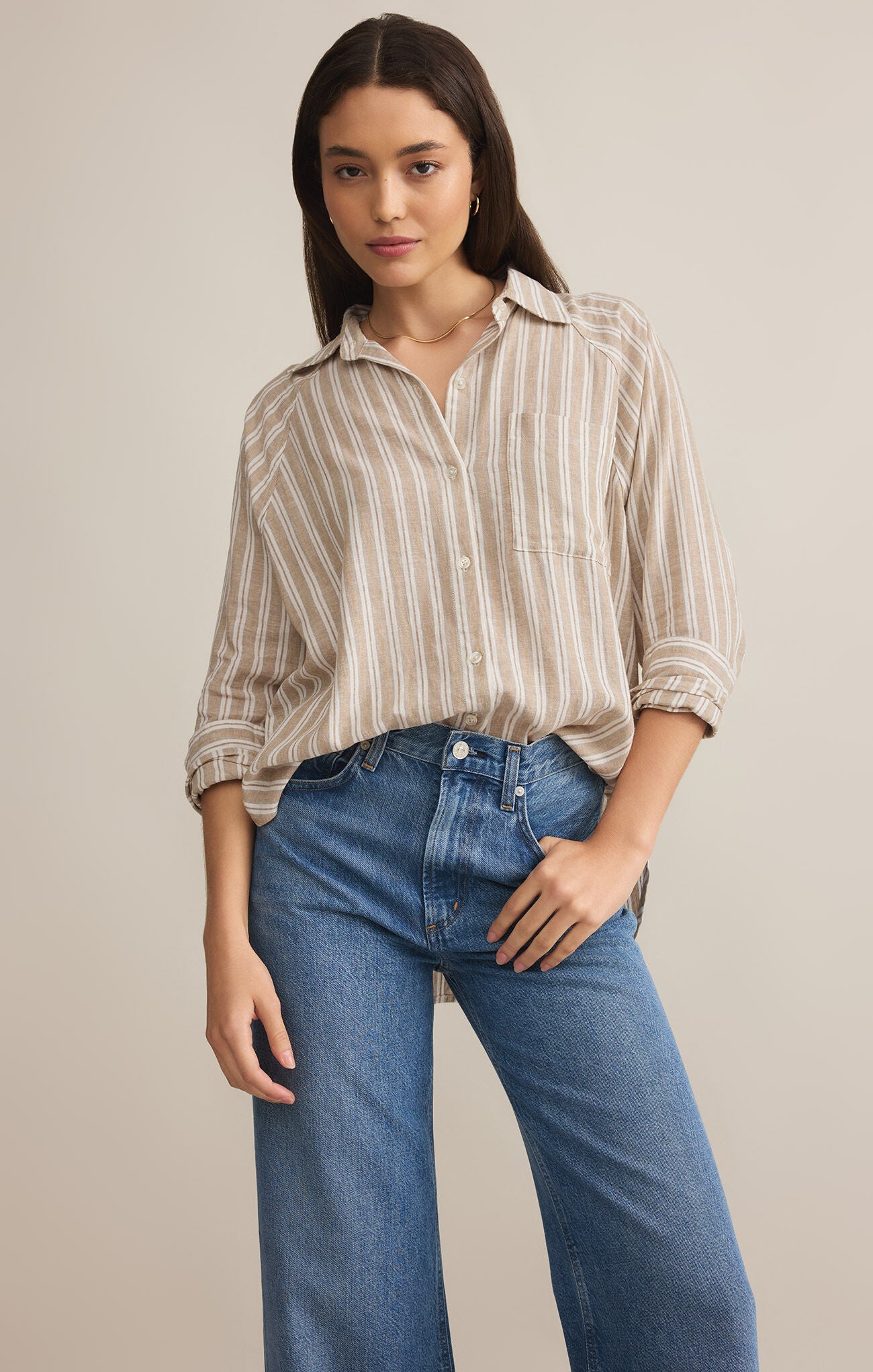 PERFECT LINEN STRIPE TOP