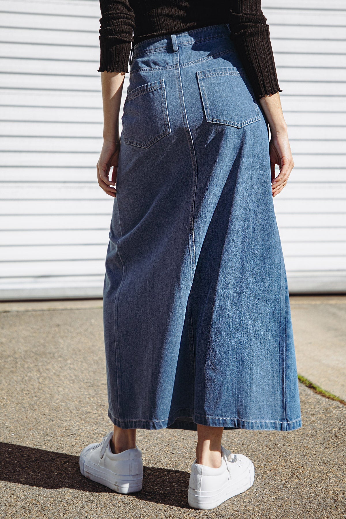 SWEET TALKING DENIM MIDI SKIRT - Mack & Harvie