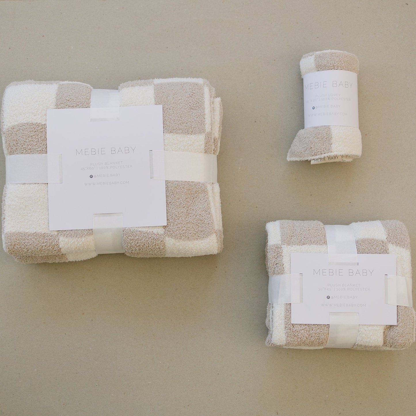 Taupe Checkered Plush Blanket - Mack & Harvie