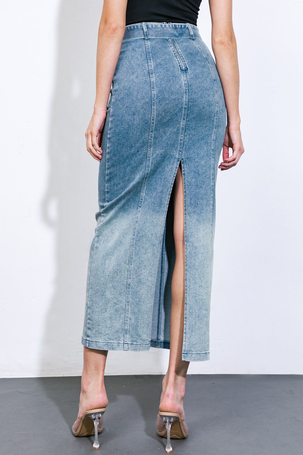 THE GRASS IS GREENER DENIM MIDI SKIRT - Mack & Harvie