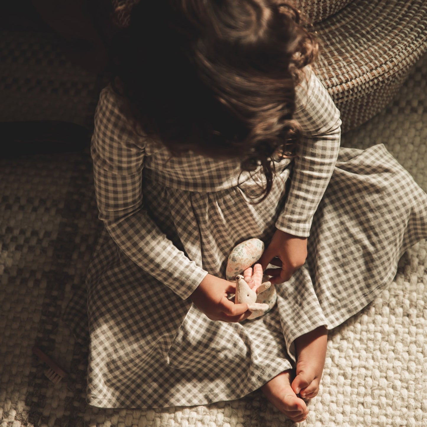 The Printed Long Sleeve Dress - Taupe Gingham - Mack & Harvie