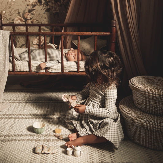 The Printed Long Sleeve Dress - Taupe Gingham - Mack & Harvie