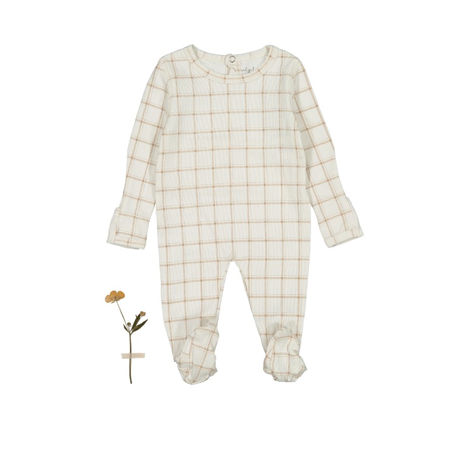 The Printed Romper - Tan Grid - Mack & Harvie
