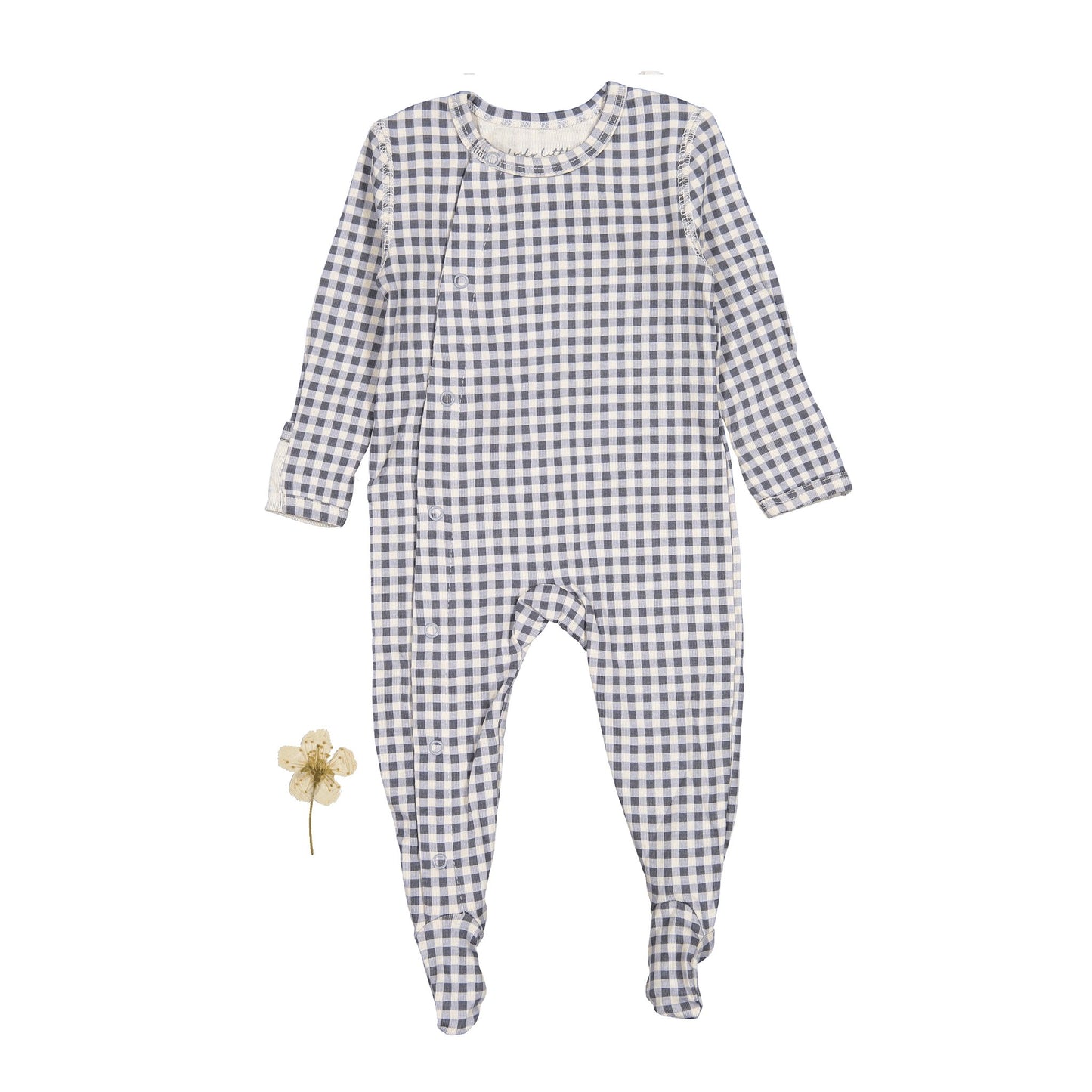 The Printed Snap Romper - Steel Gingham - Mack & Harvie