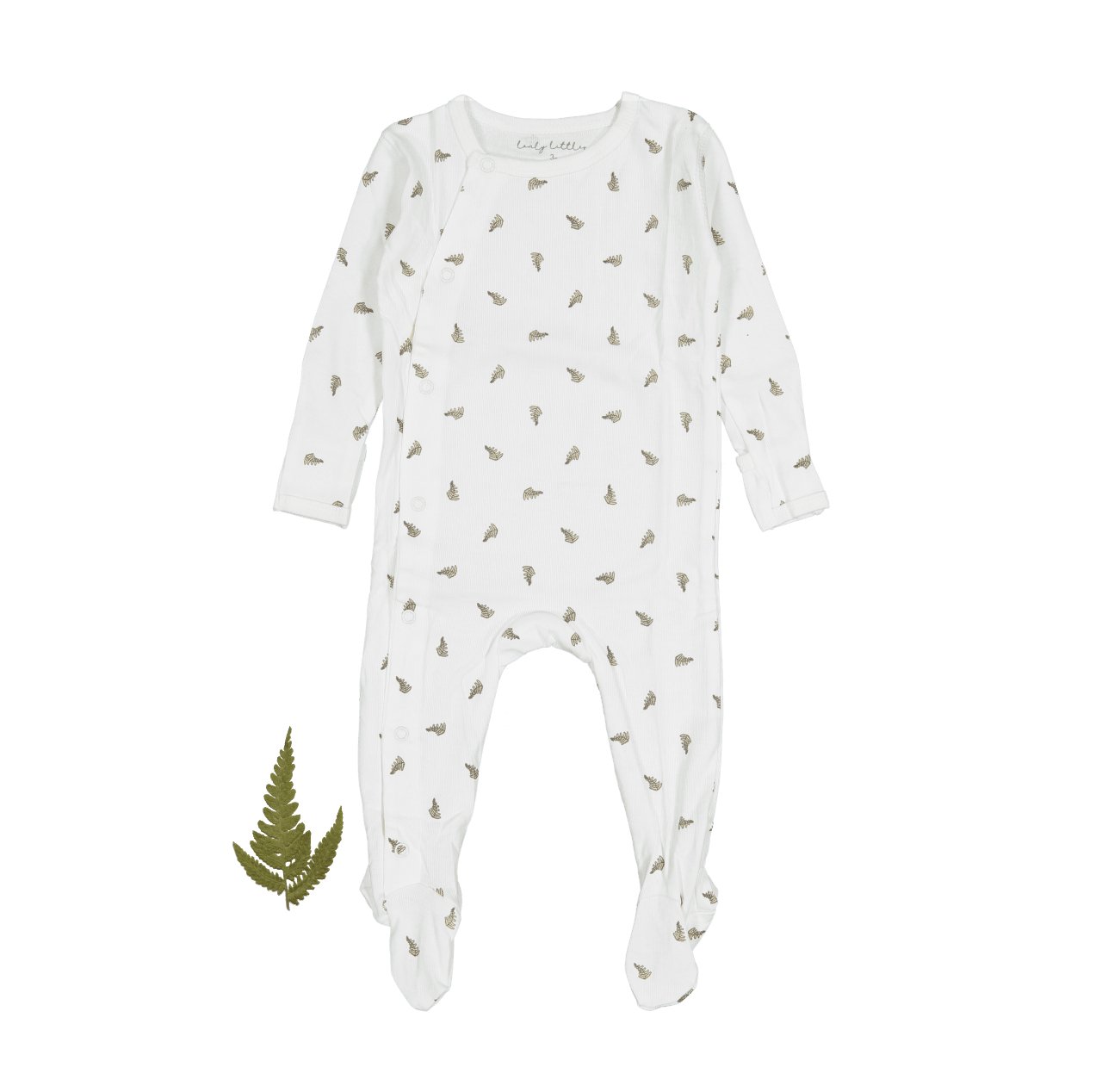 The Printed Snap Romper - White Leaf - Mack & Harvie
