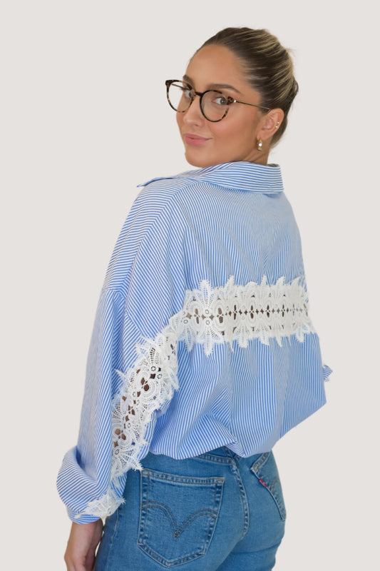 Tie Waist Lace Det Top