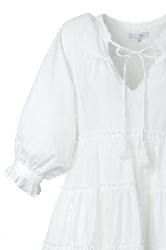 Tiered mini dress with tassel - Mack & Harvie