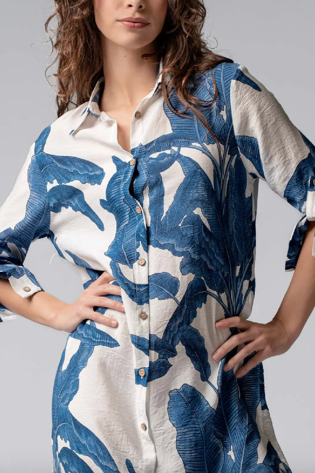 Tropical Paradise Button Down Collared Vacation Dress