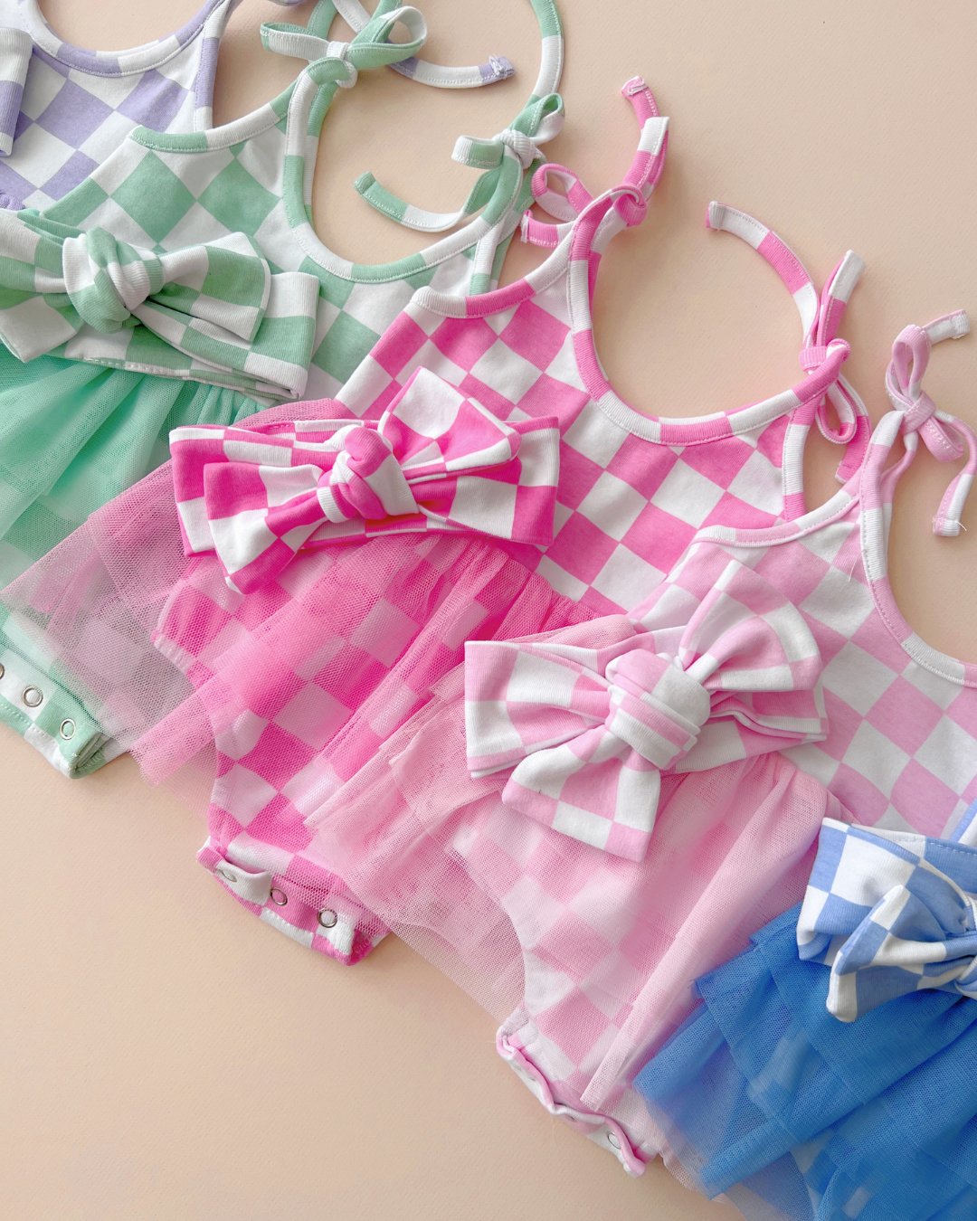 Tutu Romper | Checkered Bubble Gum - Mack & Harvie