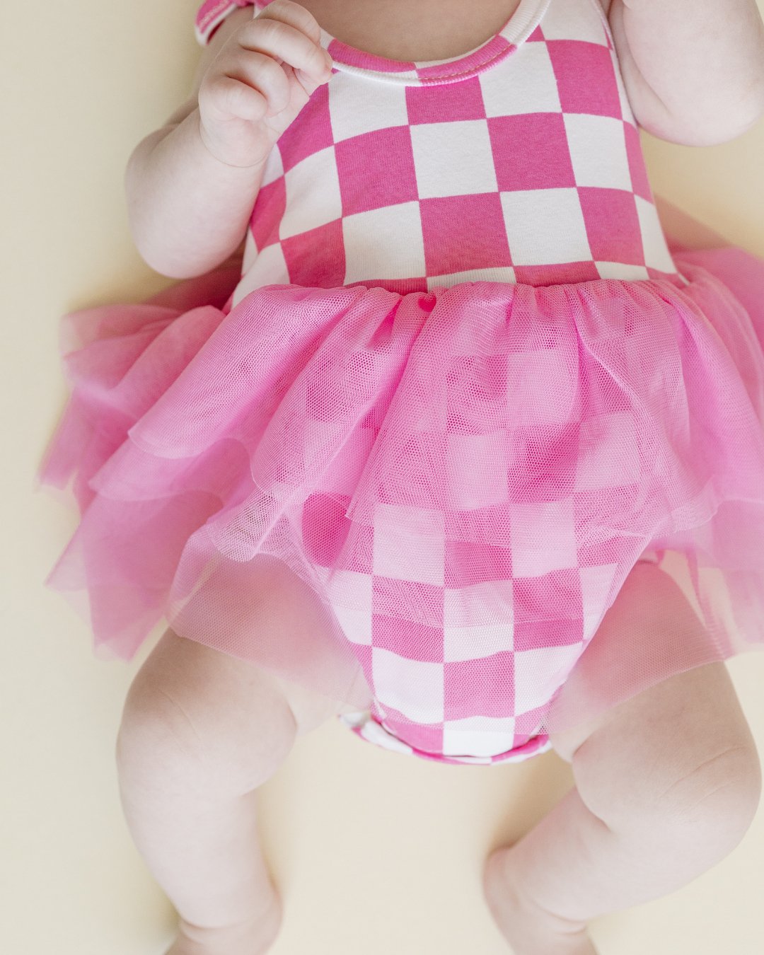 Tutu Romper | Checkered Bubble Gum - Mack & Harvie