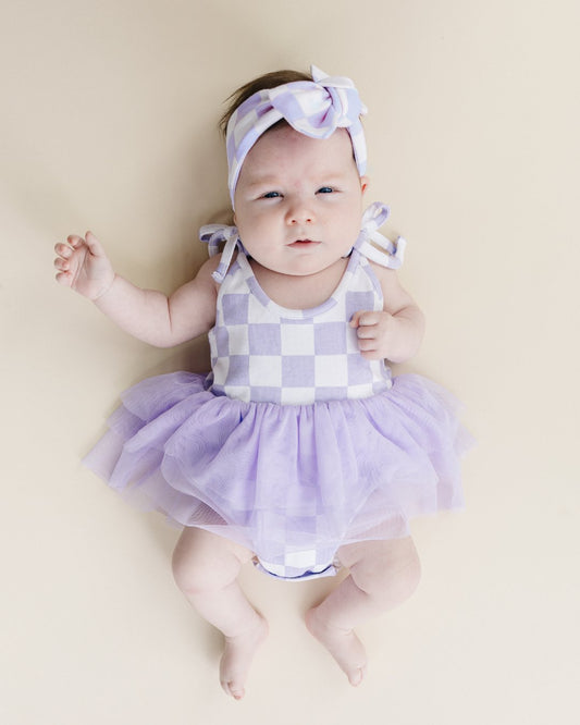 Tutu Romper | Checkered Lavender - Mack & Harvie