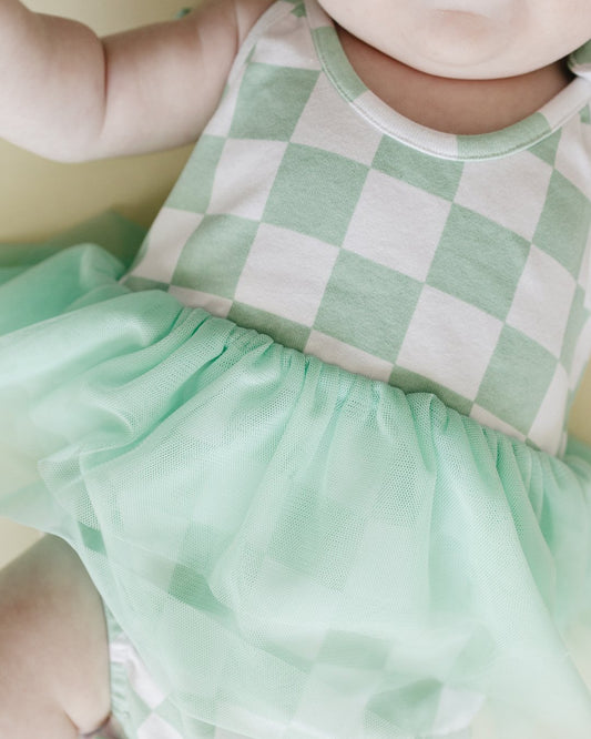 Tutu Romper | Checkered Mint - Mack & Harvie