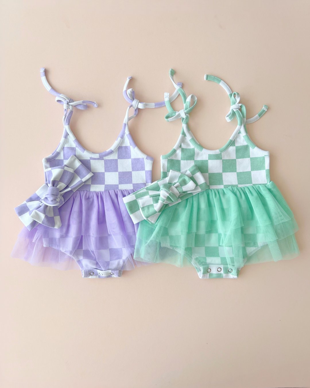 Tutu Romper | Checkered Mint - Mack & Harvie